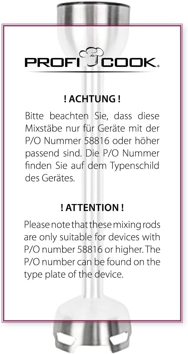 Original ProfiCook Mixstab passend für Stabmixer PC-SM 1094 und PC-SMS 1220 -> HINWEIS BEACHTEN! Ers