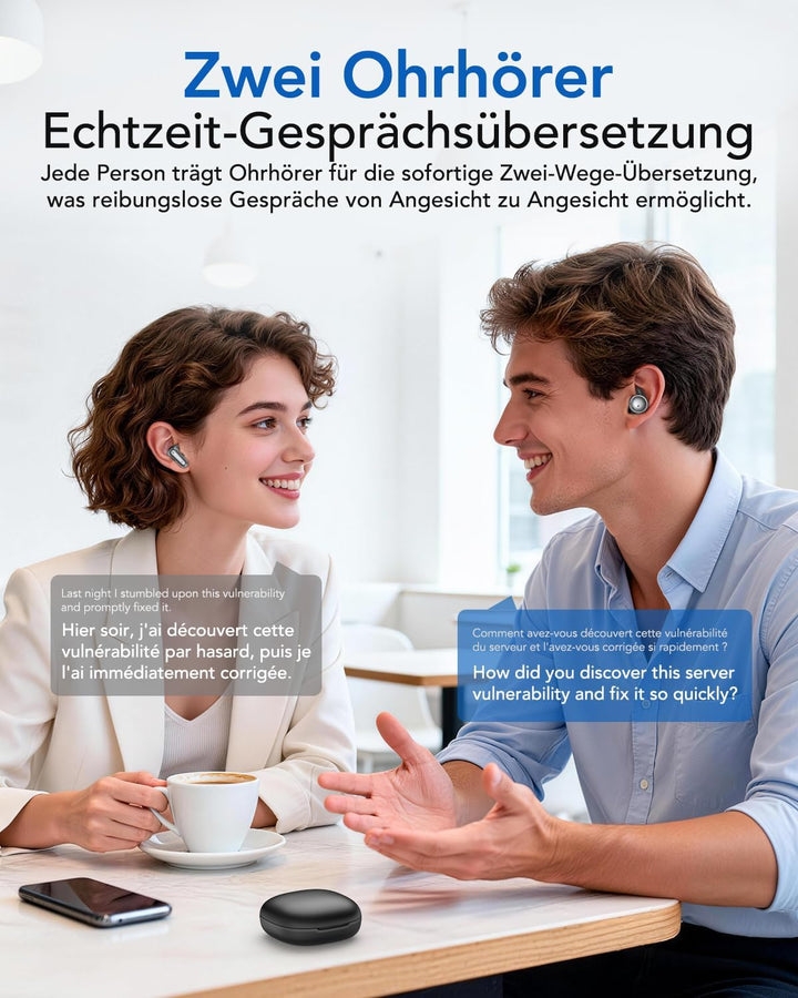 MINISO MS108 AI Übersetzer Kopfhörer in Echtzeit, Zwei Paar Kopfhörer, Übersetzungskopfhörer für 135