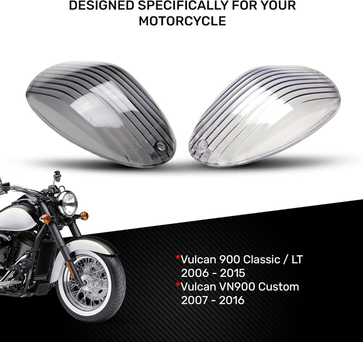 avdb-moto LED-Bremslicht mit integrierten Blinker kompatibel mit Kawasaki Vulcan VN900 (klar), klar