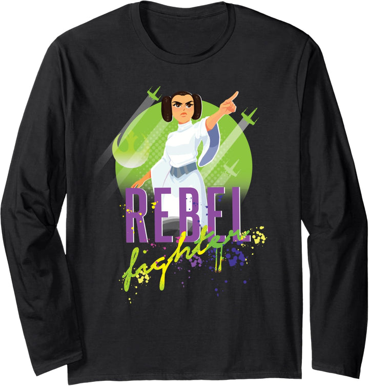 Star Wars Princess Leia Rebel Fighter Neon Paint Langarmshirt