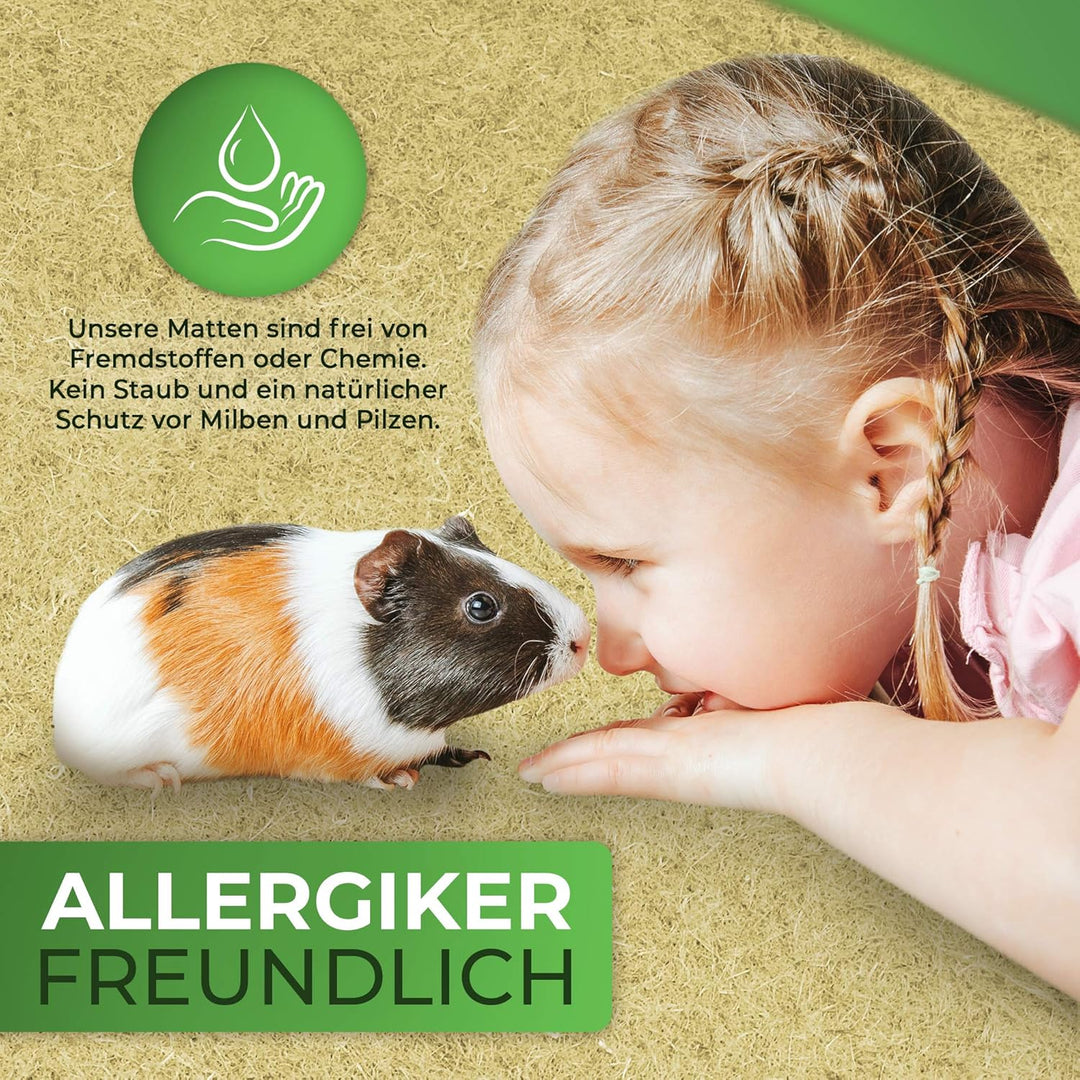 Nagerteppich aus 100% Hanf, 120 x 50cm, 5mm dick, Hanfteppich für alle Kleintiere, Hanfmatte Nagerma