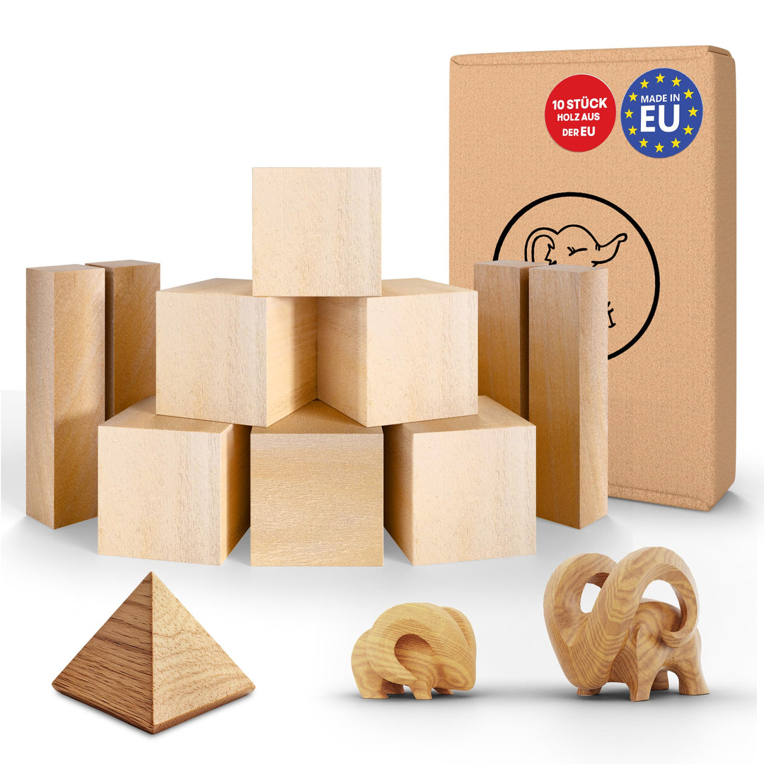 Eli® Schnitzholz Linde - mittleres Set Holzblock - welches Lindenholz zum Schnitzen oder drechseln -
