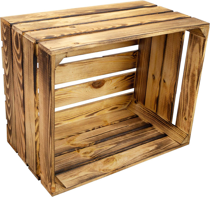 geflammte Massive Obstkiste 49 x 42 x 31cm / Apfelkiste/Weinkiste aus dem Alten Land (OHNE Aufschrif