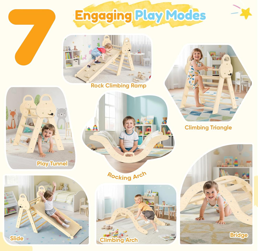 klettergerüst Indoor,7-in-1 Montessori Klettergerüst Set,Indoor Kletterdreieck,25 Jahre Neue Upgrade