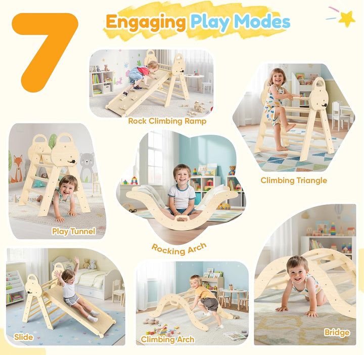 klettergerüst Indoor,7-in-1 Montessori Klettergerüst Set,Indoor Kletterdreieck,25 Jahre Neue Upgrade