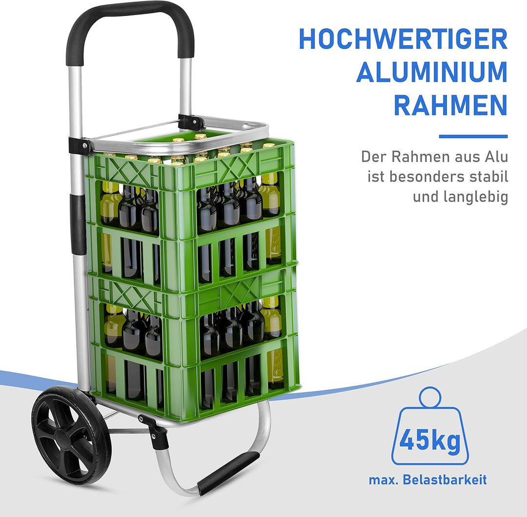 Ribelli Einkaufstrolley mit Kühlfach, Einkaufswagen Klappbar bis 45 kg, Hochwertiger Aluminium Rahme