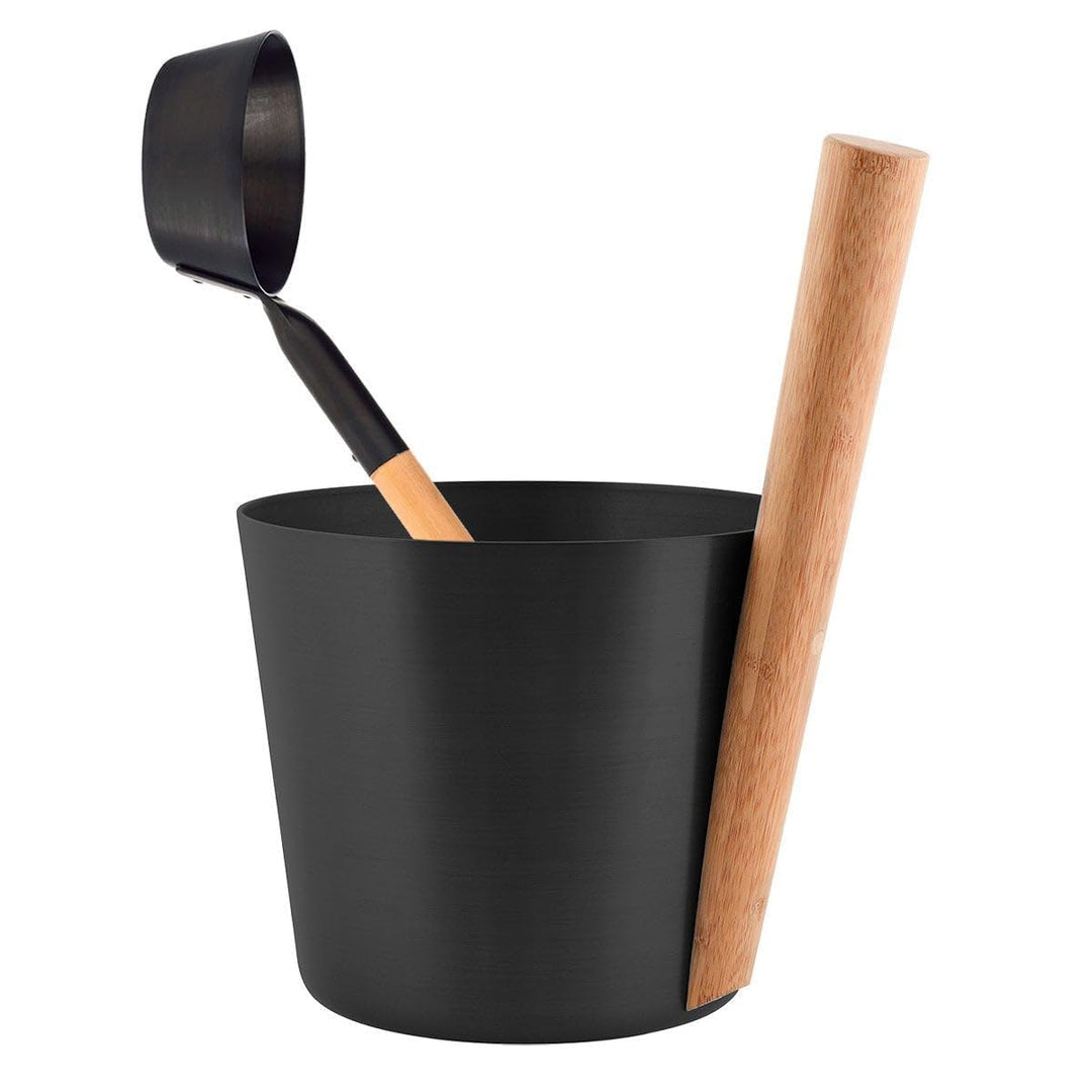 Rento - Aufgusseimer, Saunaeimer - Farbe: Schwarz - 5 Liter - Höhe: 35 cm/Durchmesser: 23