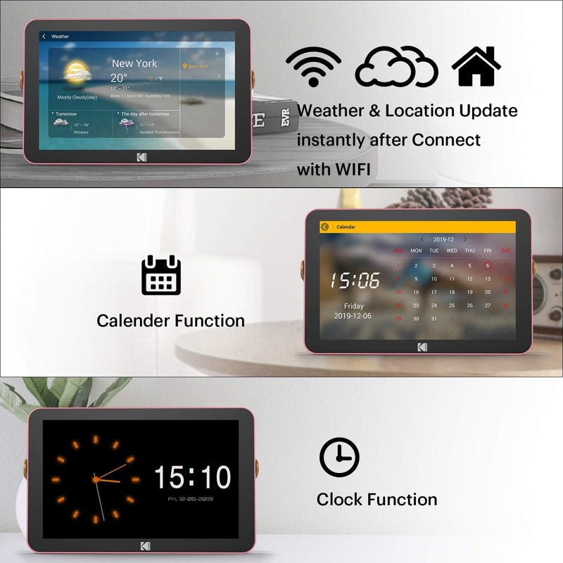 KODAK Digitale Bilderrahmen 10 Zoll WLAN Wiederaufladbar, 16GB RAM WiFi Elektronischer Bilderrahme m