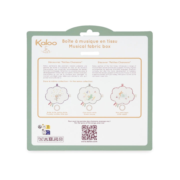 Kaloo - Petites Chansons - Spieldose aus Stoff und Holz - Musikalisches Kissen 15 cm - Kinderlied „M