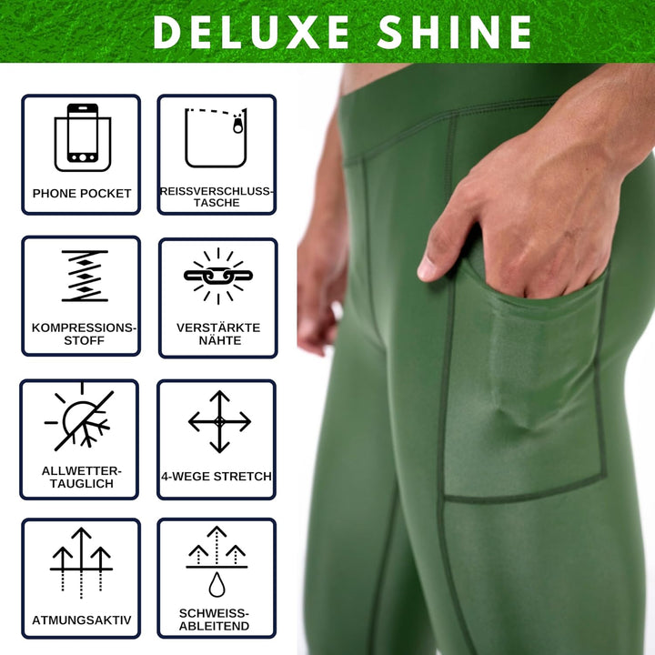 Kapow Meggings: Glänzende, Lange Herren Performance Leggings mit Kompression für Sport wie Fitness,
