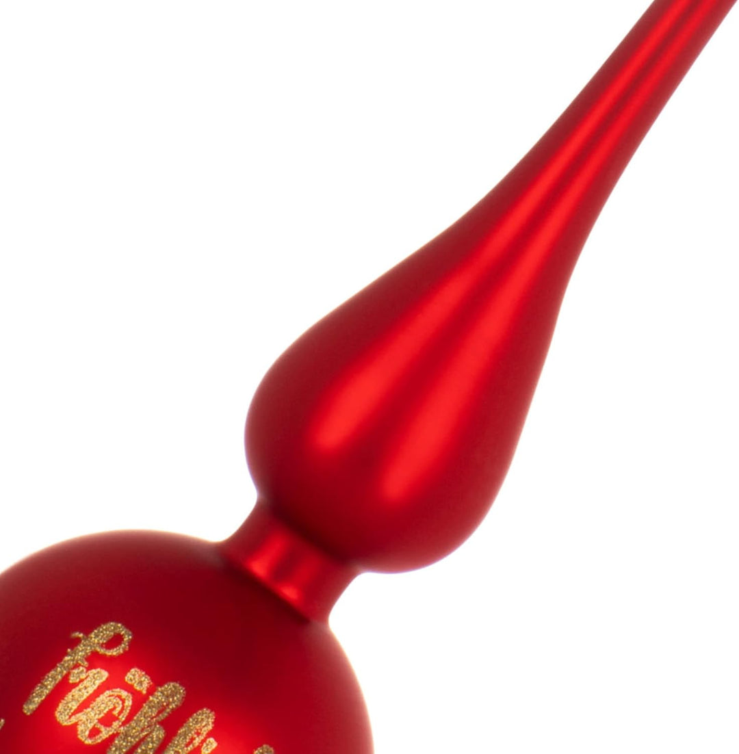 com-four® Weihnachtsbaumspitze mit Schriftzug - Christbaumspitze aus echtem Glas für Weihnachten - T