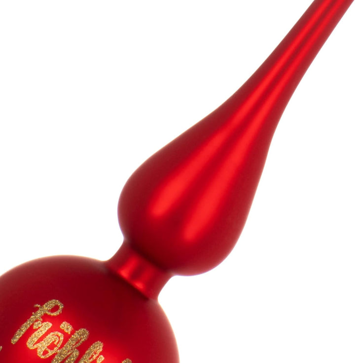 com-four® Weihnachtsbaumspitze mit Schriftzug - Christbaumspitze aus echtem Glas für Weihnachten - T