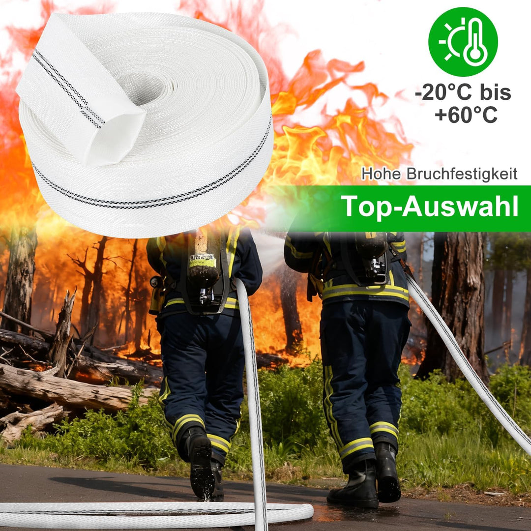 Gewebeschlauch 1 1/2 Zoll Flachschlauch Pumpenschlauch 38mm 20m Mit 4 Clips Industrieschlauch Gewebe