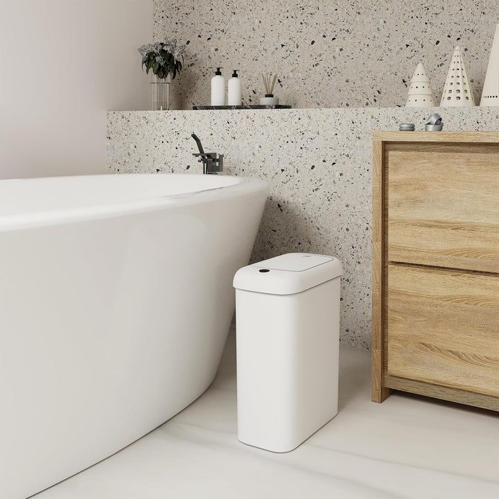 EKO Automatischer Badezimmer-Mülleimer mit Deckel, 10L Schlanker Sensor Abfalleimer, Wasserdichter B