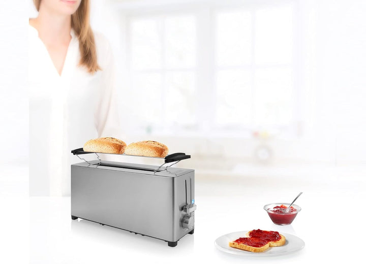 Princess 142401 Steel Toaster Langer Schlitz - 7 einstellbare Stufen - 1050 W 2 Toasts Langer Schlit
