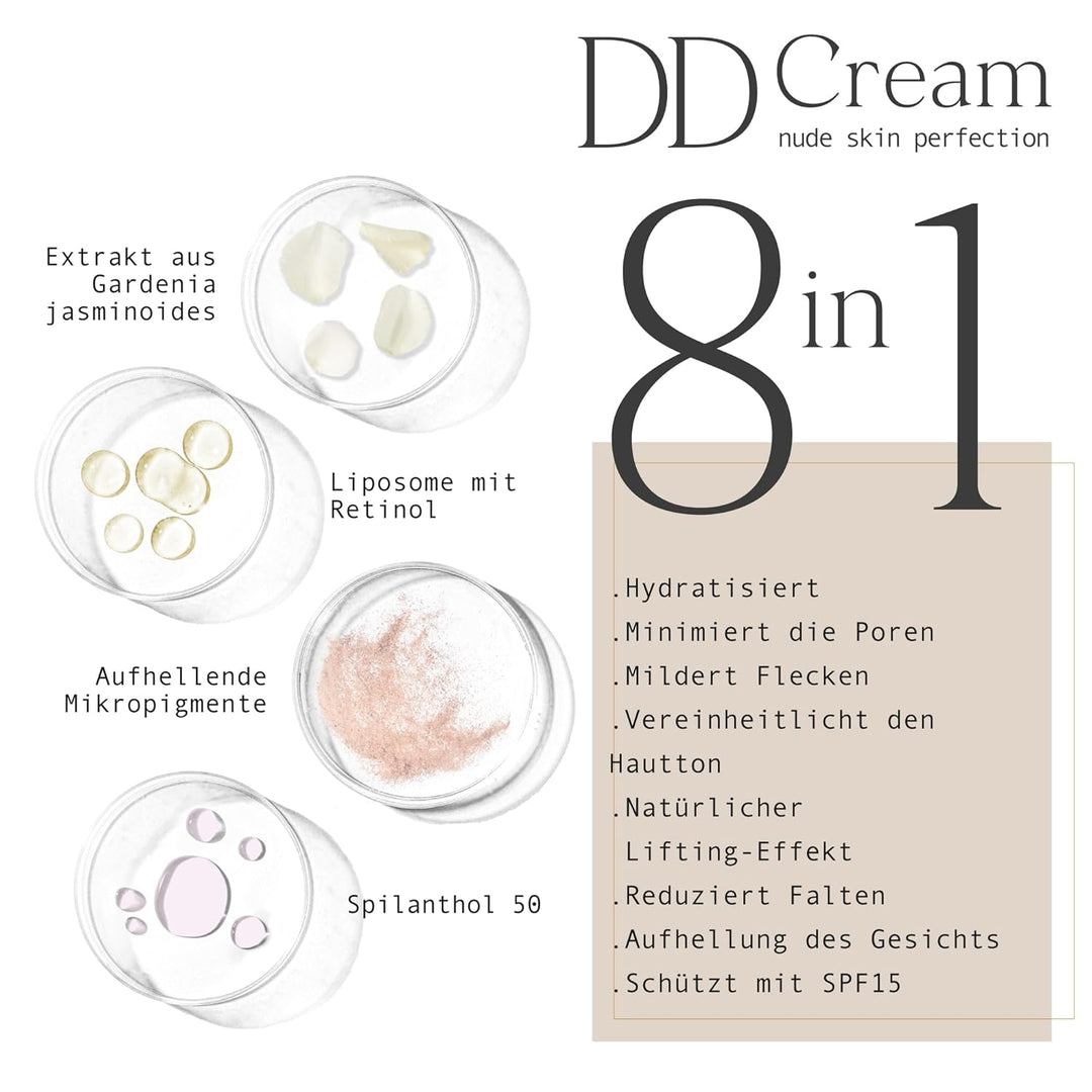 Atashi Anti-Aging DD-Creme. Anti-Aging-Behandlung mit Farbe. Kein Make-up - Make-up. Reduziert Unrei