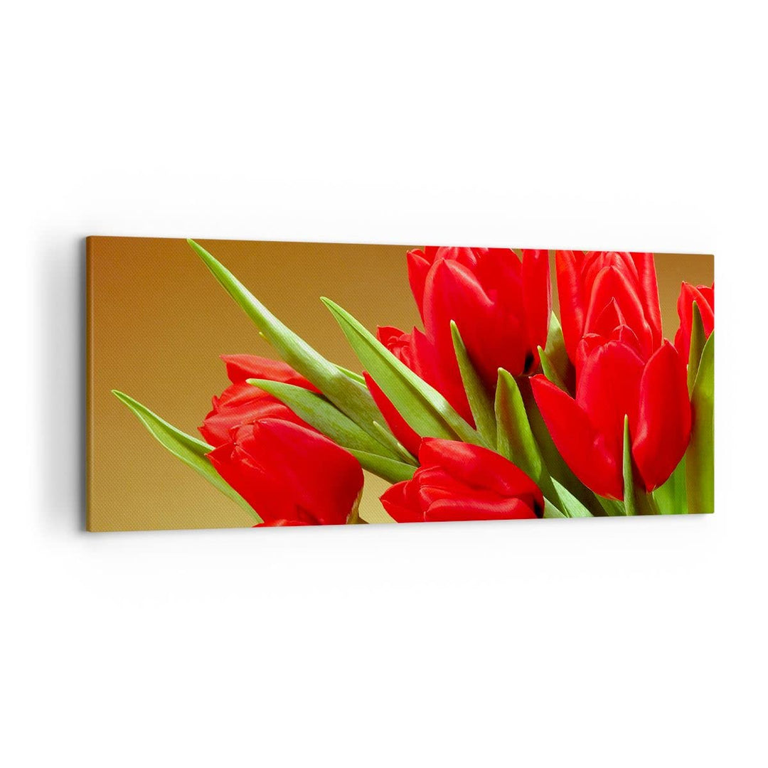 Wandbilder Dekoration Wohnzimmer Tulpen Blumen Feld Plantage Panorama Bilder auf Leinwand 120x50cm L