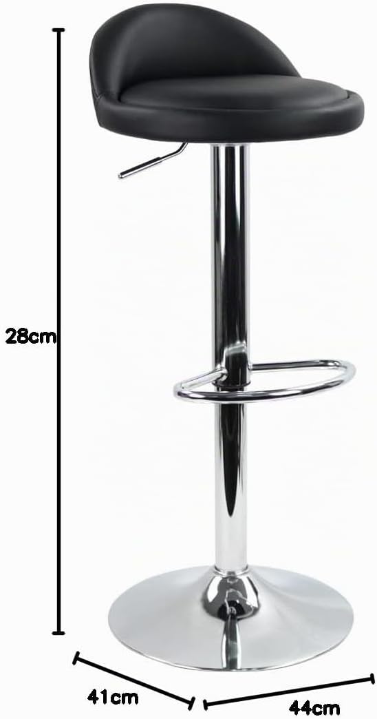 KKTONER Barhocker Tresenhocker höhenverstellbar 60-80cm mit Fussstütze PU Leder Schwarz, Schwarz