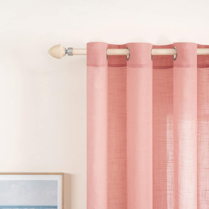 MIULEE 2er Set Voile Vorhang Sheer Leinenvorhang mit Ösen Transparente Leinen Optik Gardine Ösenscha
