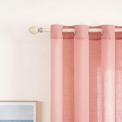 MIULEE 2er Set Voile Vorhang Sheer Leinenvorhang mit Ösen Transparente Leinen Optik Gardine Ösenscha
