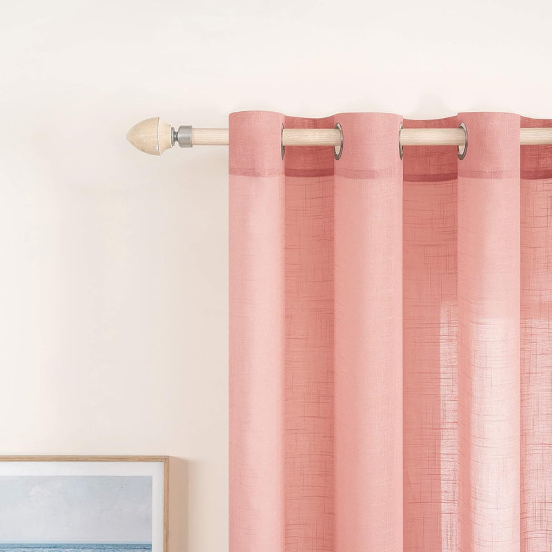 MIULEE 2er Set Voile Vorhang Sheer Leinenvorhang mit Ösen Transparente Leinen Optik Gardine Ösenscha