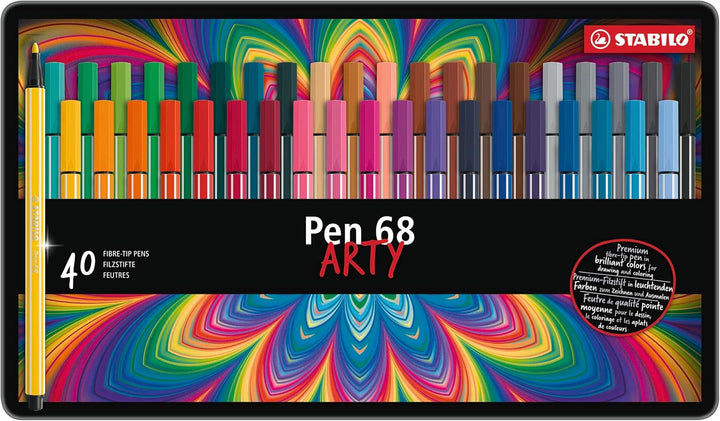 Premium-Filzstift - STABILO Pen 68 - ARTY - 40er Metalletui - mit 40 verschiedenen Farben 40er ARTY
