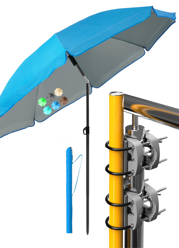 4smile Sonnenschirm Balkon SunnyJoy im 4er-Set - UPF 50+ Balkon Schirm + 2 x Sonnenschirmhalter Balk