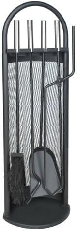 Kaminbesteck Kaminzubehör Set Kaminwerkzeug Ofenbesteck Schwarz 5-in-1-Set mit Besen, Schaufel, Eise