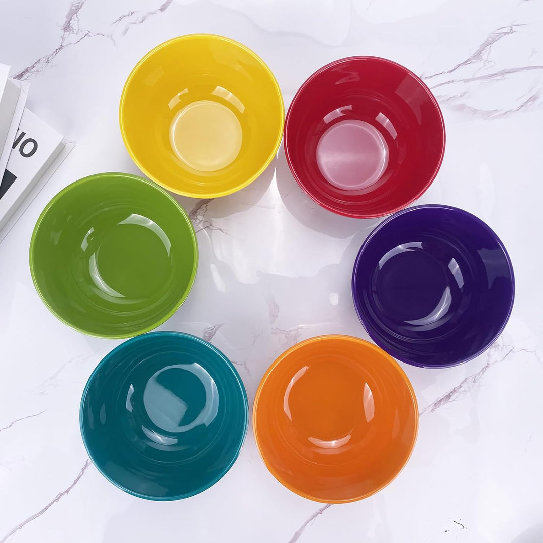 Set of 6 Melamine 28oz Salad Bowls Set,6 inch Round Soup Bowls,100% Melamine Dinnerware sets for Din