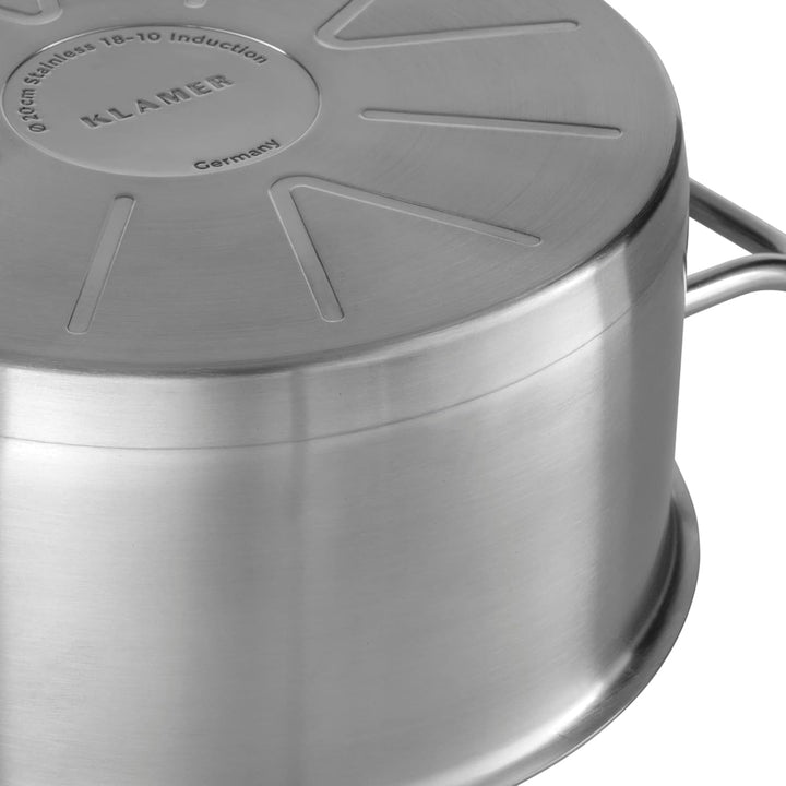KLAMER Premium Topfset Edelstahl, Kochtopf-Set mit Glasdeckel, Töpfe Set unbeschichtet, Induktionstö