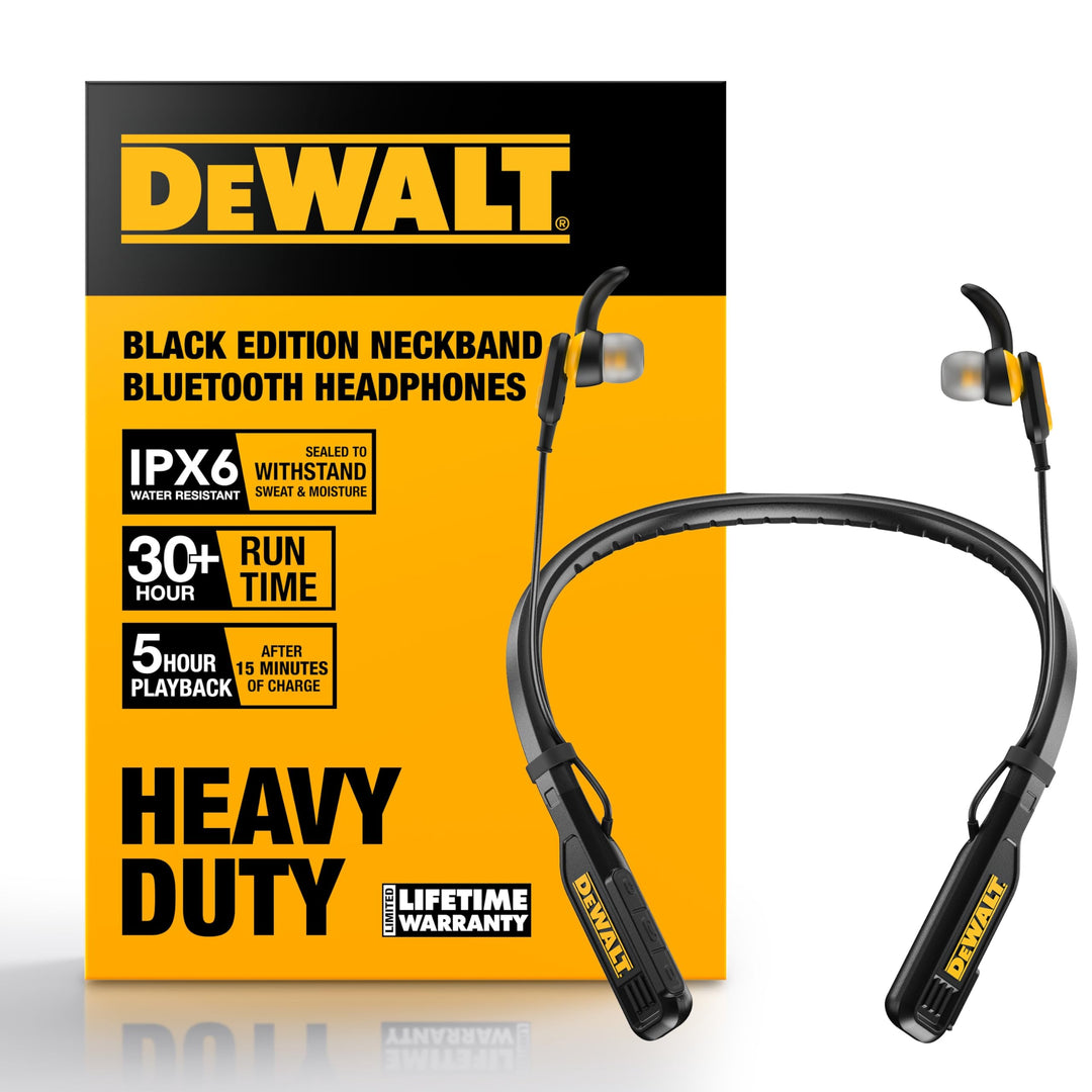 DEWALT Heavy-Duty Magnetische Bluetooth Nackenbügel-Kopfhörer – Kabellose Earbuds mit 30 Std. Laufze