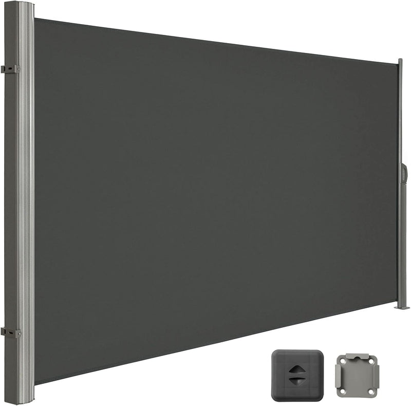 LARMNEE Alu-Seitenmarkise, ausziehbar, 180 x 300 cm, Sichtschutz, Sonnenschutz, Blickdicht, Seitenro
