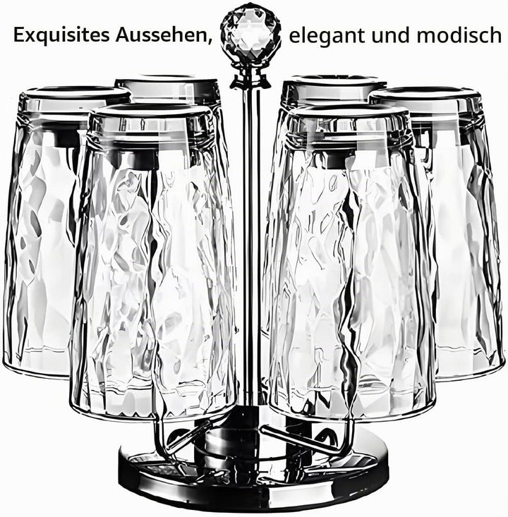 VeiledGem [aussehen wie Glas] 450 ml Set mit 6 Kunststoff-Trinkgläsern, spülmaschinenfest, BPA-frei,