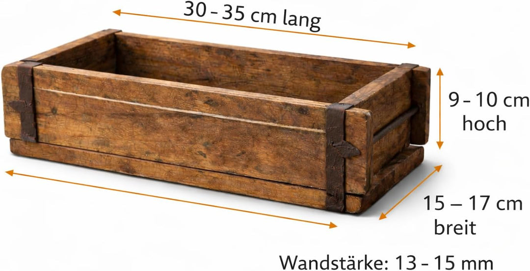 MC-Trend 2 Stück Ziegelsteinform aus Holz – rustikale Holzkiste zum Bepflanzen – Altholz Blumenkaste