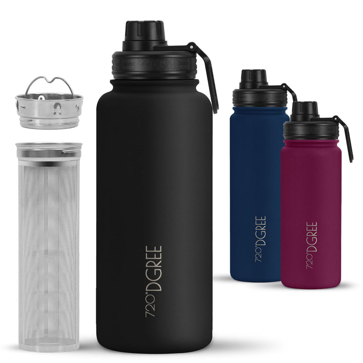 720°DGREE Edelstahl Thermo Trinkflasche 950ml “noLimit” +Früchtebehälter - Auslaufsicher, Kohlensäur