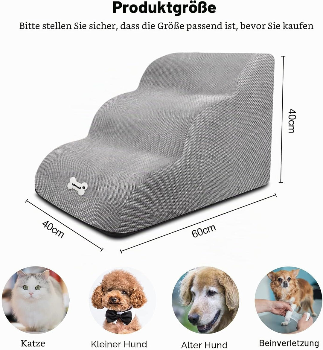 Galatée Hundetreppe, Weiche, Bequeme Haustiertreppe Mit Waschbarem Und Reissverschlussbezug, Einfach