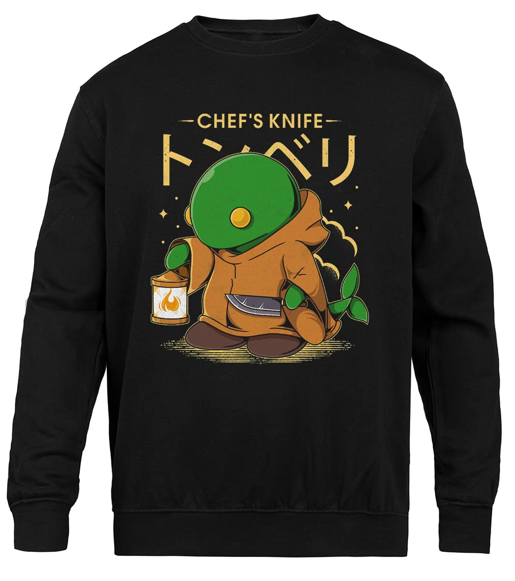 JINBETEE The Tonberry Schwarzer Unisex-Pullover mit Rundhalsausschnitt S Schwarz, S Schwarz