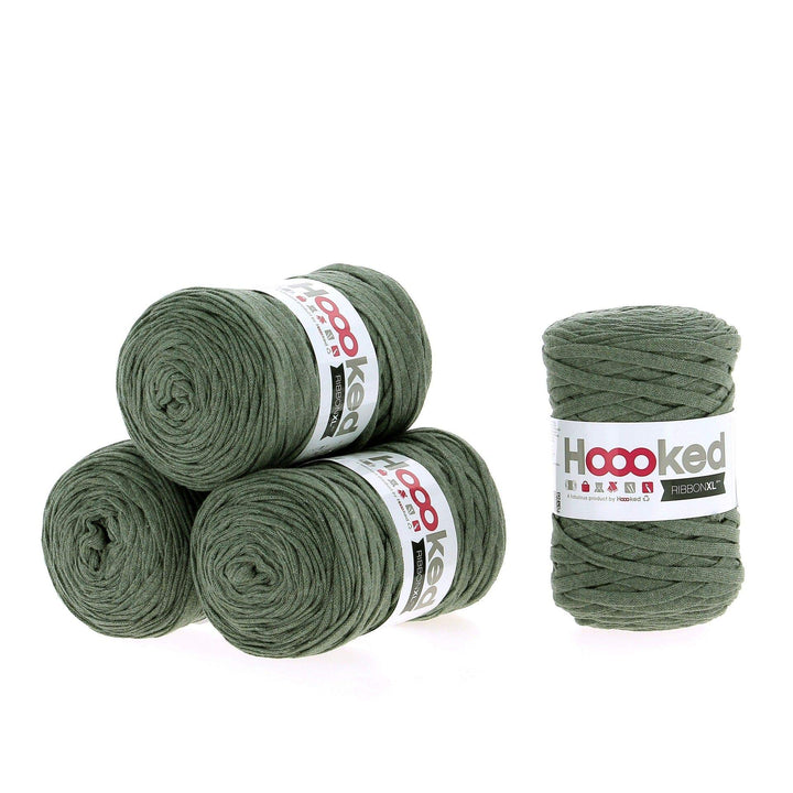 Hoooked Ribbon XL Bändchengarn Sparset aus 4 Rollen Wahl (Dried Herb), Dried Herb