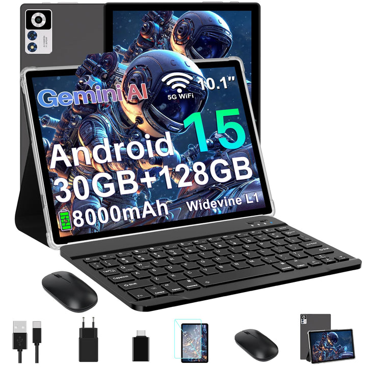ZIOVO Tablet 10 Zoll Android 15 mit 30GB RAM+128GB ROM(TF 2TB), Gemini AI, 5G WLAN, Octa-Core 2.0GHz