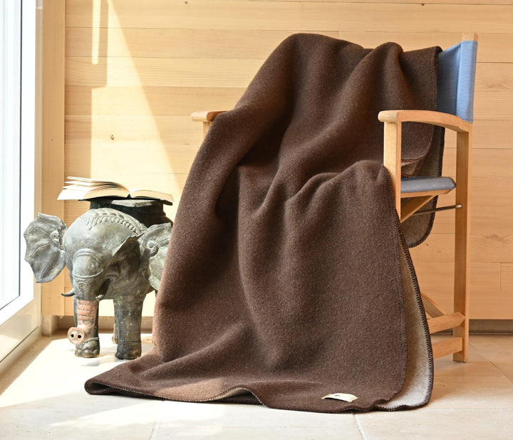 Warme Kuscheldecke Wolldecke Naturalana Doubleface Sofadecke Couchdecke Wohndecke - 100% Schurwolle