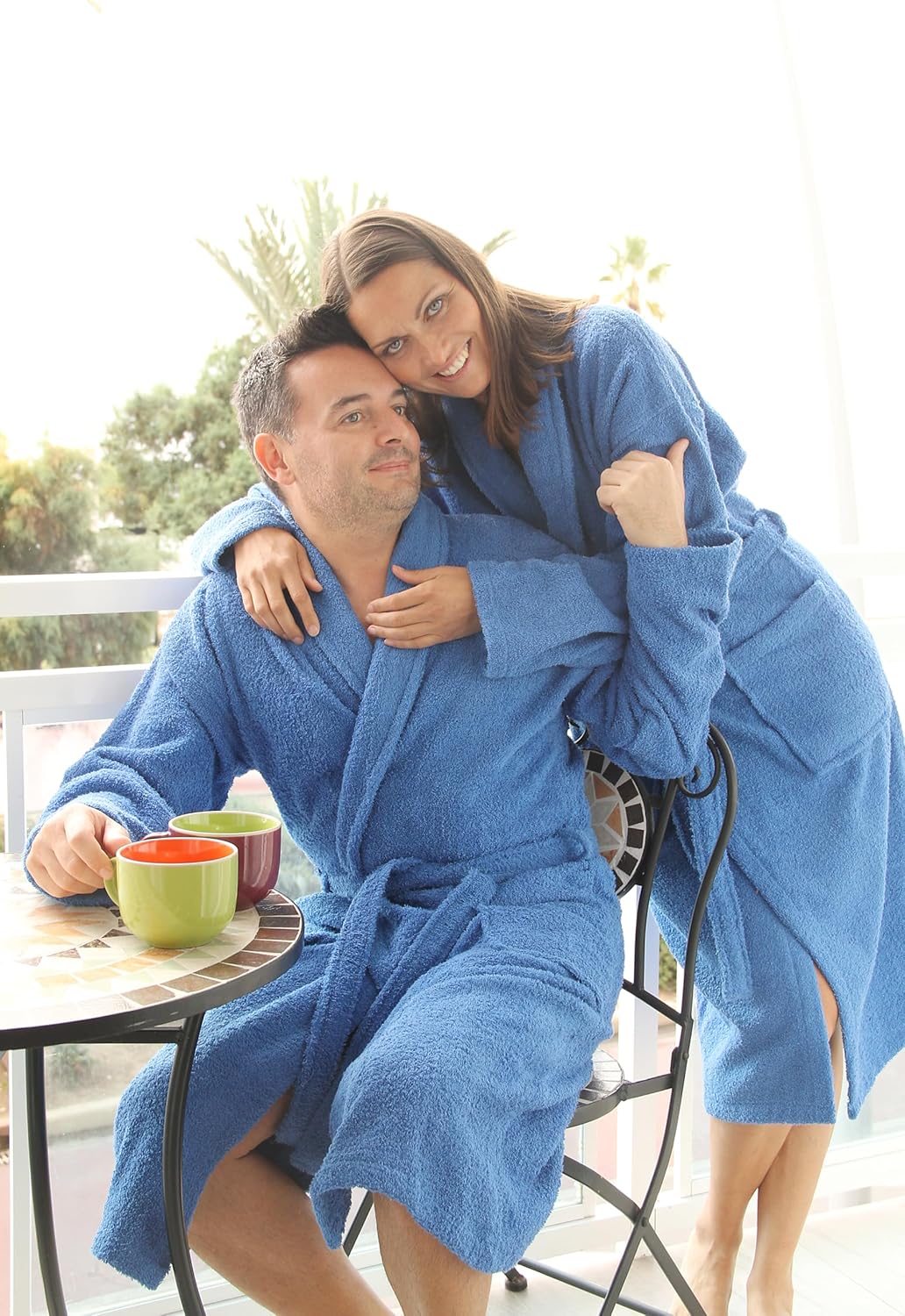 LEBENGOOD Bademantel für Damen, Herren, Unisex, Frottee 100% Baumwolle, Weicher Morgenmantel Dusche,