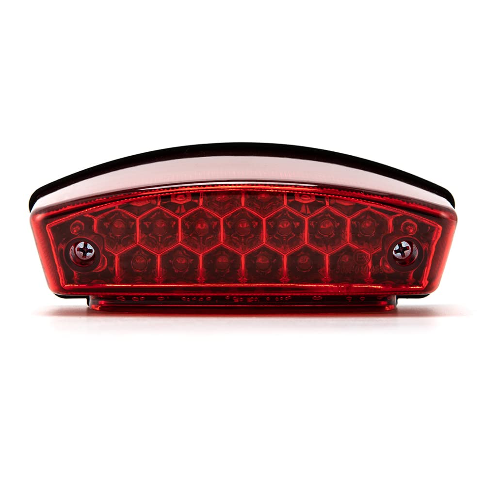 evomosa Motorrad Rücklicht Universal 12V 21 LED Motorrad Weisses Kennzeichen Licht Rotes Rücklicht B