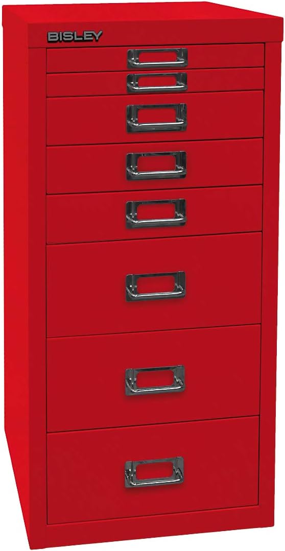 BISLEY MultiDrawer, 29er Serie, DIN A4, 8 Schubladen, Metall, 601 Pink, 38 x 27.9 x 59 cm, 601 Pink