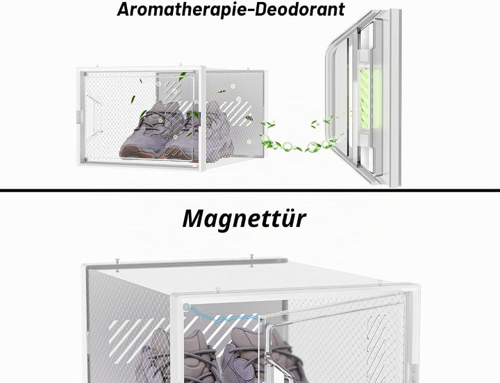 SIMPDIY Schuhboxen Stapelbar Transparent, 24er Pack Schuhkarton, Schuhaufbewahrung mit Deckel für Tu
