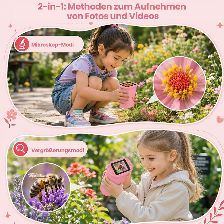 Digitales Mikroskop für Kinder mit 2 Zoll Bildschirm 8 LED Licht Tragbares Taschenmikroskop HD Mini