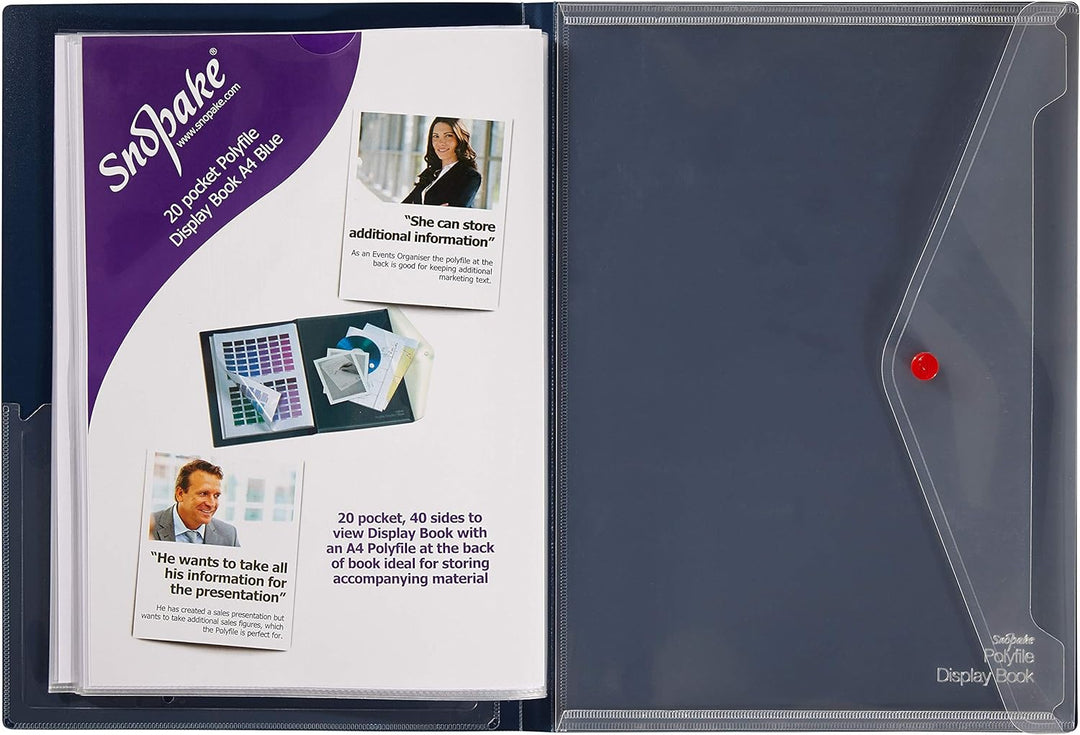 Snopake Sichtbuch A4, 20 Hüllen, Blau, 5 Stück, Ref: 12367, 5 Stück