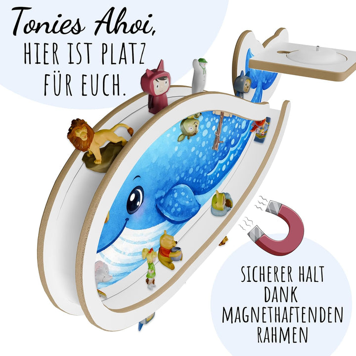 Holzura Wal Tonie Regal für Toniebox 1 – personalisiertes magnetisches Wandregal für über 50 Toniefi