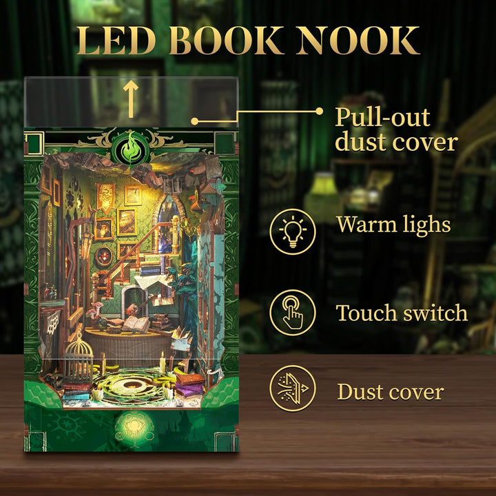 Book Nook Kit für Erwachsene: LUMYCE Holzpuzzle DIY Miniatur Haus 3D Puppenhaus - Buchstütze für Büc