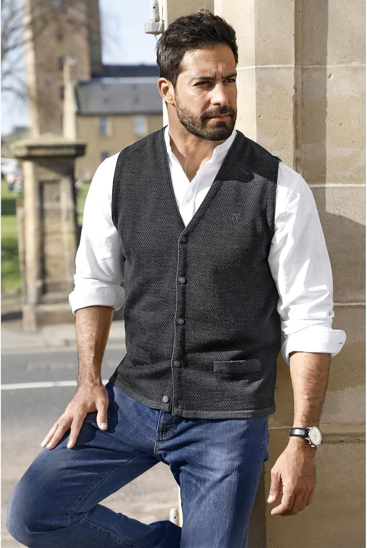 Jan Vanderstorm Herren Strickweste Tane 4XL Grosse Grössen Grau, 4XL Grosse Grössen Grau