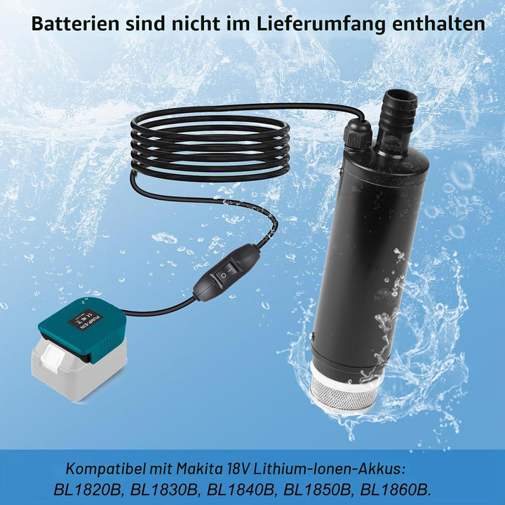 CPROSP Sumpfpumpe Kompatibel mit Makita 18V Batterie (Keine Batterie), Wasserpumpe 30L/min, Transfer